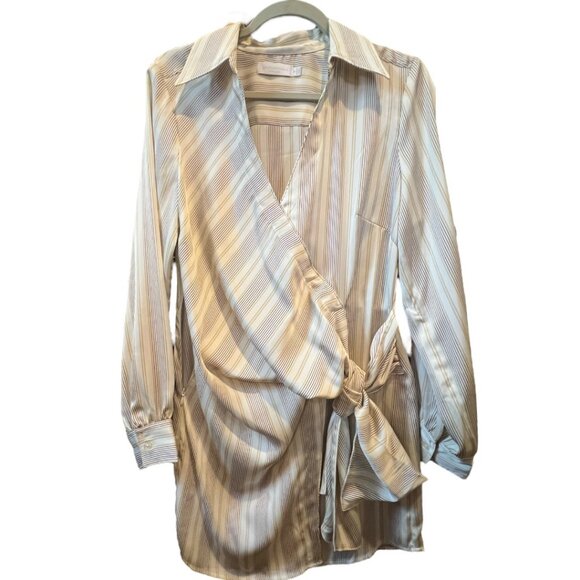 Jonathan Simkhai Bondi Stripe Wrap Waist Dress Size Medium - Picture 1 of 3